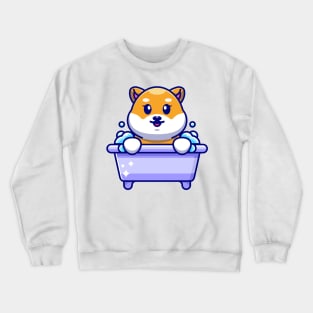 Cute shiba inu dog in a bathtub cartoon character Crewneck Sweatshirt